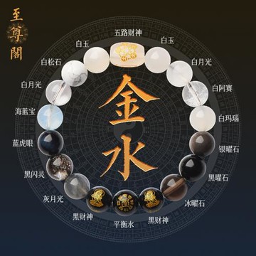 (免運)五行缺補喜用金水手鏈男女款天然水晶多寶財神手串平衡能量飾品