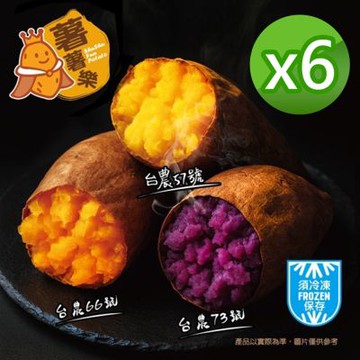 【薯薯樂】台灣冰烤三色地瓜600gx6包｜冷凍即食、綿密香甜、無添加、台農57號（黃金）、73號（紫色）、66號（橘色）、金時(栗子地瓜)一包即享四種風味