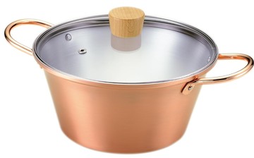 (免運) 田邊金具 日本製 雙柄湯鍋 20cm 附玻璃蓋 1.8L 銅鍋 雙手鍋 雙耳湯鍋 燉鍋 燕三条 4529 日本代購