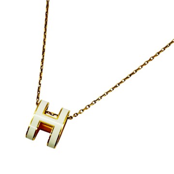 【二手名牌BRAND OFF】HERMES 愛馬仕 Pop H 項鍊 白色 琺瑯 鍍黃K金