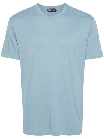 TOM FORD - logo-embroidered T-shirt - men - Cotton/Lyocell - 54 - Blue