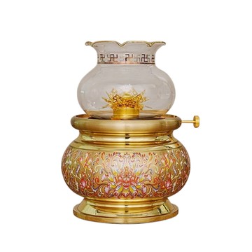 其他燈具 【藝宅】長明燈 神明燈 蓮花燈 佛油燈 神桌燈 福祿燈 平安燈 招財供燈 拉絲油燈 琺瑯彩油燈(小號)