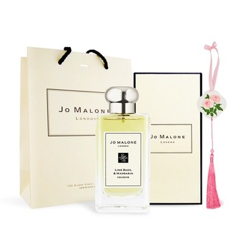 Jo Malone 青檸羅勒與柑橘香水(100ml)+玫瑰香氛擴香石掛飾+品牌提袋-情人節送禮首選-國際航空版