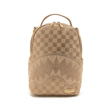 SPRAYGROUND 閃鑽棋盤格鋸齒鯊後背包 金色 G668474