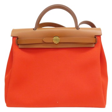 HERMES 愛馬仕 橘色 帆布 Herbag Zip 31 兩用包 U刻 金扣 【二手名牌BRAND OFF】