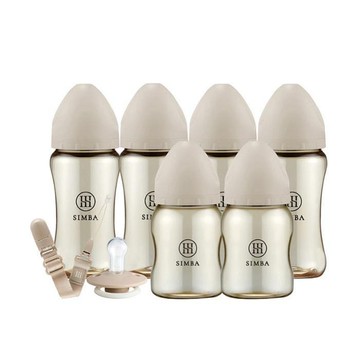 小獅王辛巴 咬咬喝喝進階組！新生起手包(扭扭奶嘴組)(夜光／杏茶) 2532元