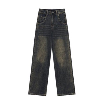 MATTUCLB STUDIO 復古懷舊直筒寬松闊腿顯瘦時髦別致拖地牛仔長褲