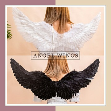 天使翅膀，羽毛翅膀/白色翅膀/黑色翅膀/大翅膀/小翅膀/萬聖節裝扮/聖誕節/話劇表演/舞台造型，X射線【W181501】