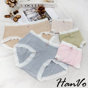 【HanVo】超柔軟雲朵波浪邊棉料內褲 吸濕排汗 獨立包裝 舒適透氣觸感極佳中腰褲 流行少女內褲 內著 A11-5754