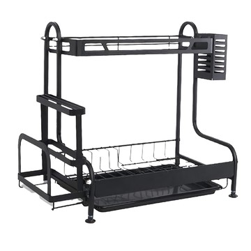 京太陽 大號雙層抽屜金屬收納架 黑色 37.4 x 26.5 x 44cm  1個