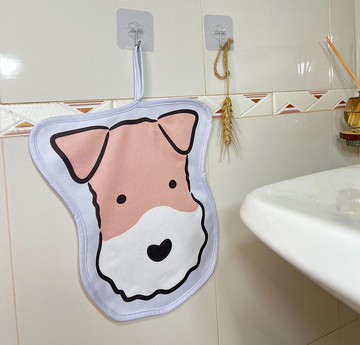Wirefoxterrier 剛毛獵狐梗 造型擦手巾 大頭 淺紫