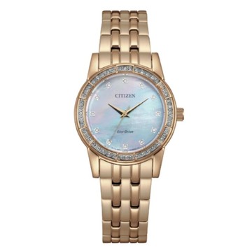 CITIZEN LADYS 光動能華麗水晶玫瑰金腕錶 錶 手錶 送禮 31mm/EM0773-54D