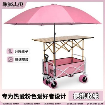 擺攤小推車地攤折疊桌露營烤腸移動野餐夜市戶外露營車遮陽傘