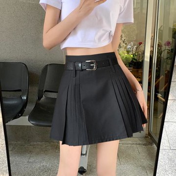 大碼百褶裙純欲學院風西裝高腰A字半身裙胖mm百搭氣質防走光短裙