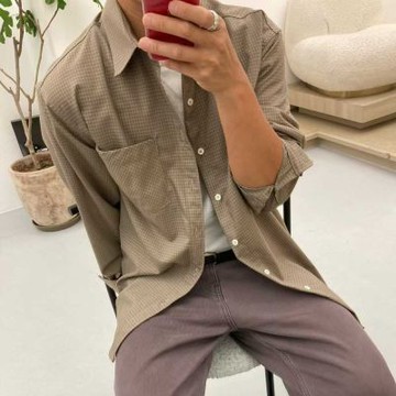 正韓男上衣 玫瑰長袖襯衫ONP1048-創翊韓都