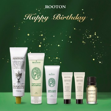 快速出貨【ROOTON】生日快樂！淨粹植潤護手霜50ml+植萃洗髮精50ml+護髮素30ml+沐浴膠10ml+身體乳10ml+髮油8ml (雙子座生日禮物/贈禮首選)