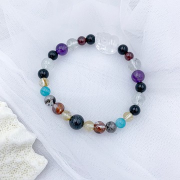 五行-壹式 / 白水晶 舒俱萊 紫水晶 綠水晶 黑碧璽 水晶手鍊