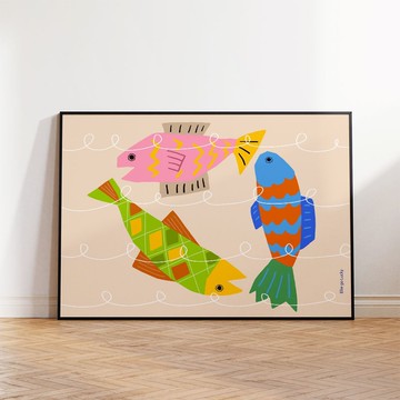 藝術印刷/魚/插畫海報 A3,A2