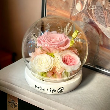 曦 永生花 夜燈 玫瑰 擴香瓶 香氛 (寬13cm、高15cm)