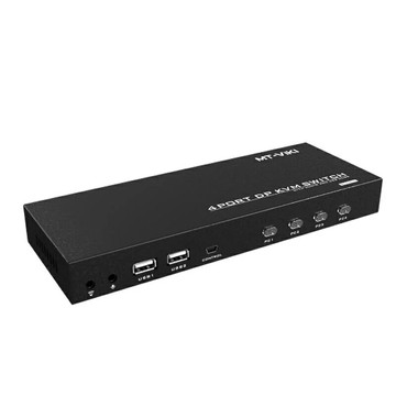 【易控王】四進一出 DP KVM切換器 4K@60Hz 獨立音訊 遠端控制 四台電腦共享一套鍵鼠(40-115-07)