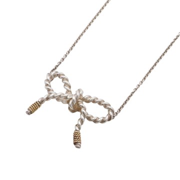 Tiffany & Co 蒂芬妮 925純銀 18K黃金 紐繩蝴蝶結 項鏈 【二手名牌BRAND OFF】