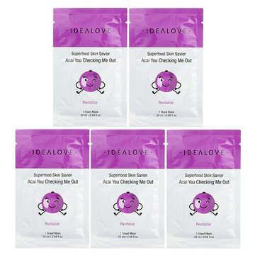 Idealove, Superfood Skin Savior, Acai You Checking Me Out，5 片美容片裝面膜，每片 0.68 液量盎司（20 毫升）