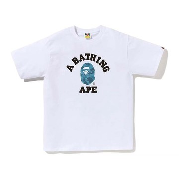 BAPE Honeycomb Camo College Tee 大學字 藍迷彩猿人 短袖 白色 RAY-78 [台灣現貨]