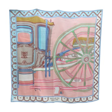 HERMES 愛馬仕 粉色 喀什米爾 真絲 Balade en Berline 方巾 【二手名牌BRAND OFF】