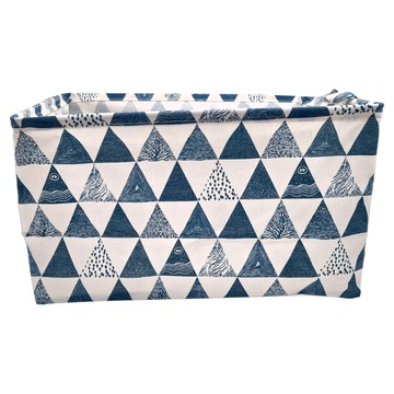 Bebehome 日式折疊收納箱 防水厚帆布+PE防水層+加粗鋼圈  46 x 32 x 27cm  藍色三角幾何  1個