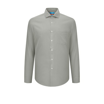 免熨防皺口袋款速乾吸濕排汗單色紗長袖上班襯衫/鋼鐵灰色 | 5112257294