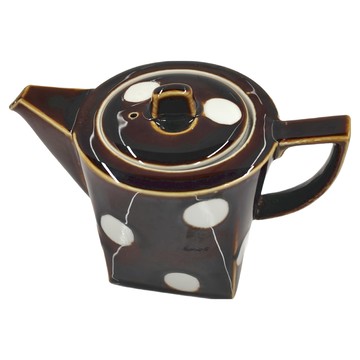 貽釉水玉茶壺 日本製  XL12032-16  1個  棕色白點  420ml