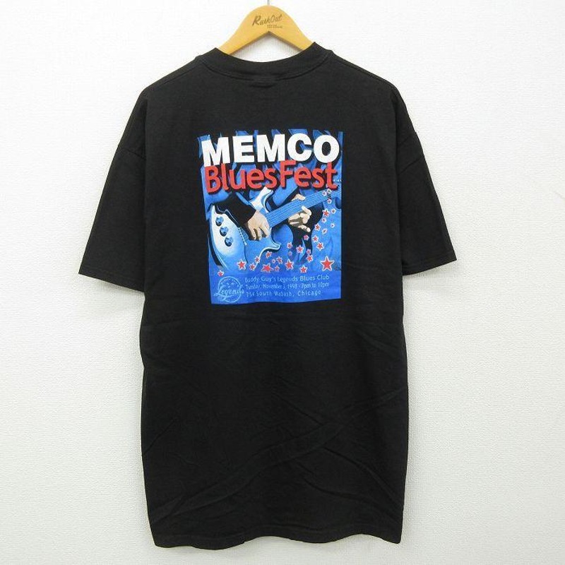 XL/古着 ヘインズ 半袖 ビンテージ ロック バンド Tシャツ メンズ 00s MEMCO ブルースフェスティバル コットン クルーネック 黒  ブラッ 0OF | LINEショッピング