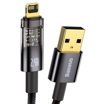 Baseus 倍思 探索者系列 智慧斷電快充 傳輸線 USB to iPhone 2.4A  1個  黑色  1m