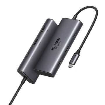 UGREEN 美國 新思晶片 六合一Type-C集線器 8K HDMI*2/PD/USB-C/USB3.0*2