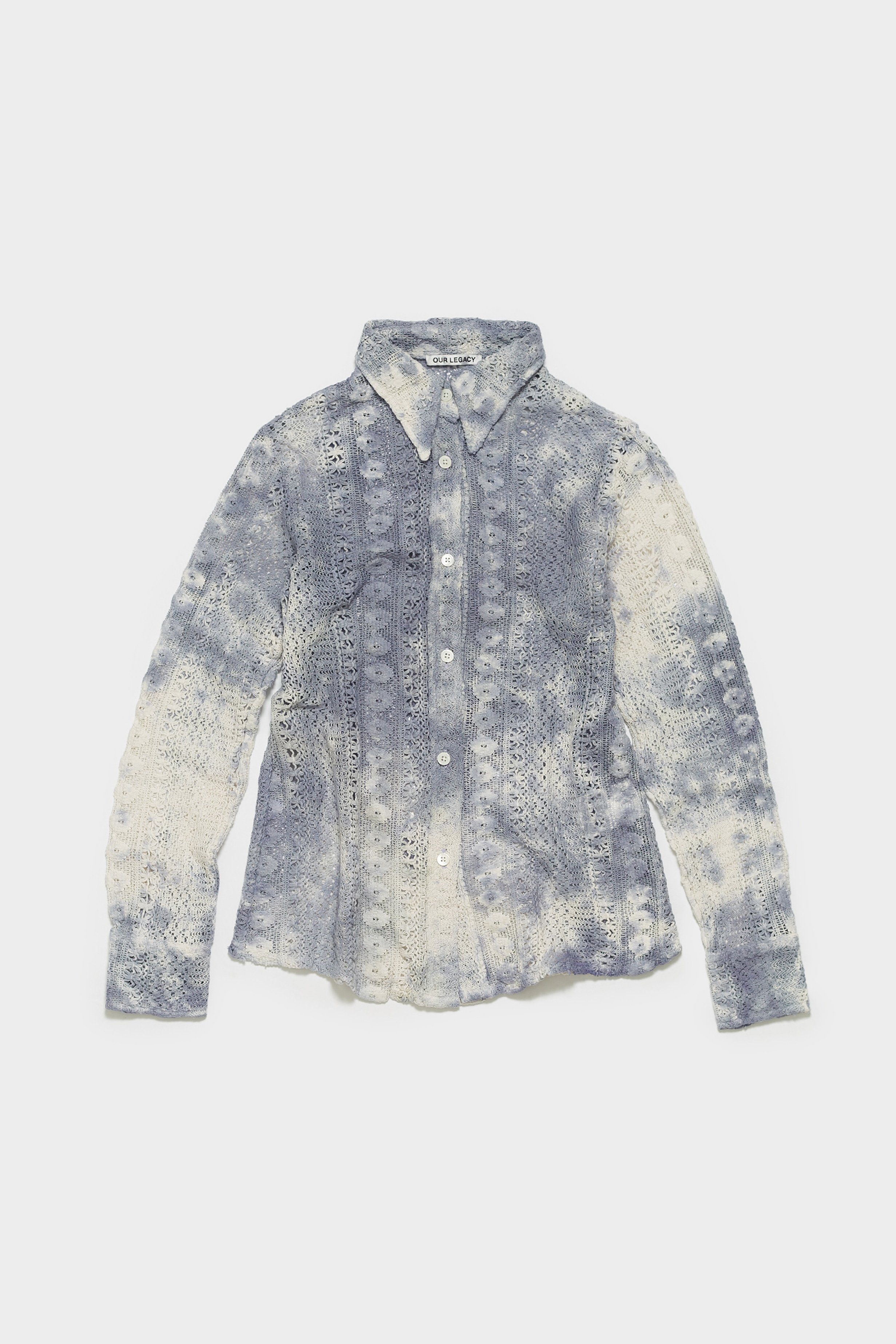 70s Line Shirt Tie Dye Cotton Crochet 40