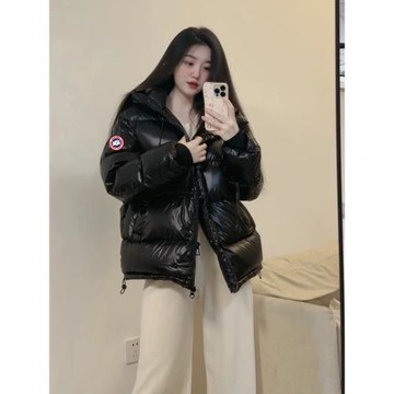 【高*版本】大鵝面包羽絨服女冬季2025新款連帽加厚外套男亮面