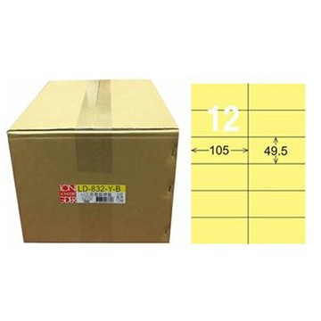 【龍德】A4三用電腦標籤 49.5x105mm 淺黃色 1000入 / 箱 LD-832-Y-B【APP滿額下單4%點數(單一帳號最高1000點)】7/31止