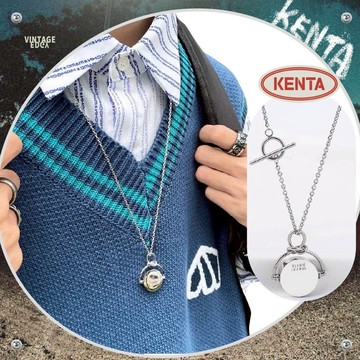 MERCI巴黎圓牌旋轉項鍊 不鏽鋼 中性配件 吊墜項鏈 抗焦慮 可旋轉 健太選物⋆˖°