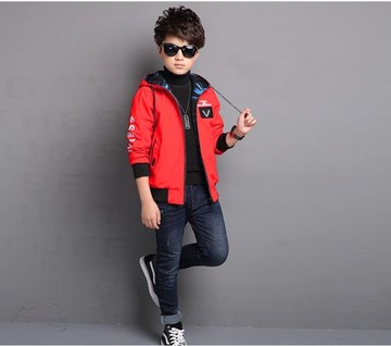 男童外套   兒童裝男童裝外套中大童兩面穿夾克男孩上衣13歲  瑪麗蘇