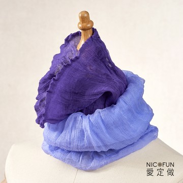 NicoFun 愛定做 優雅33 柳葉絲 真絲 保暖圍脖(保護喉嚨 100%桑蠶絲 領巾 圍巾 圍脖 頸巾 皺褶絲巾 )