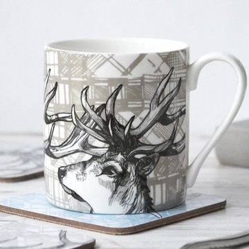 SUSS-獨家代理 英國Gillian Kyle蘇格蘭高地馴鹿鹿角圖騰馬克杯