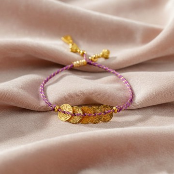 福運祥和五帝錢手鍊-水