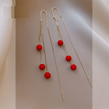 細珍珠耳環長款線年新款潮顯臉瘦的氣質時尚高級感多鏈條耳飾