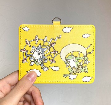 Cat and Blue Frog Pass Case黃