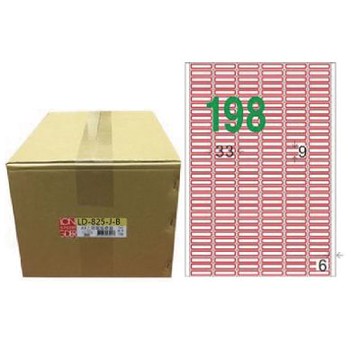 【龍德】LONGDER 三用電腦標籤 A4 198格9*33mm 紅框 1000張/箱 LD-825-J-B(適用雷射、噴墨、影印)