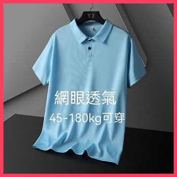 🌈ATC✨🔣特大碼夏季短袖t恤男翻領POLO衫冰絲網眼薄款肥佬衫胖子寬鬆上衣