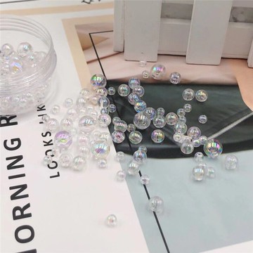 DIY彩色白色圓珠鍍AB彩亞克力散珠圓形透明彩白色幻彩珠服裝輔料