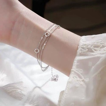 S925純銀氣質百搭多層圓圈手鏈女輕奢小眾設計甜美手環閨蜜手飾