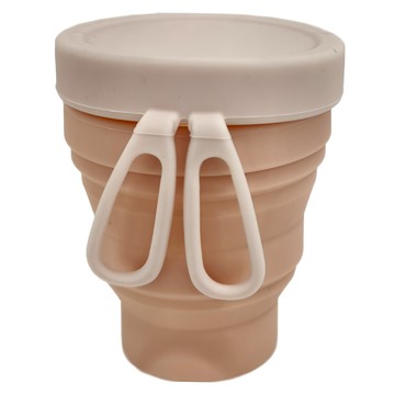 FaSoLa 多功能摺疊杯 帶耳款 FDA鉑金矽膠 食品用 粉色兔  180ml  1組