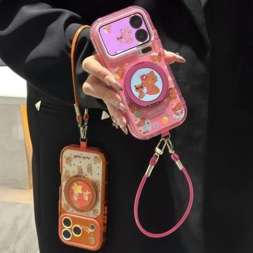 黑皮泳衣貓咪支架秒變適用蘋果17手機iphone16promax彩虹殼糖果色手機殼
